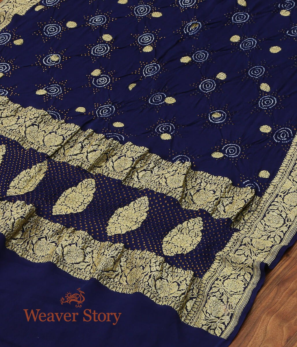 Handloom_Dark_Blue_Banarasi_Bandhej_Dupatta_WeaverStory_03