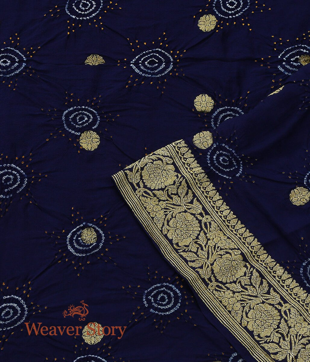 Handloom_Dark_Blue_Banarasi_Bandhej_Dupatta_WeaverStory_04