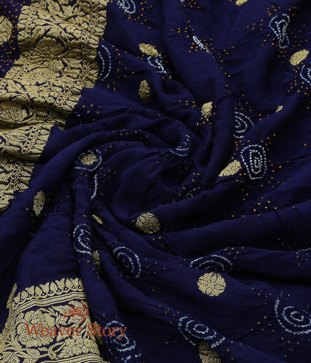 Handloom_Dark_Blue_Banarasi_Bandhej_Dupatta_WeaverStory_05