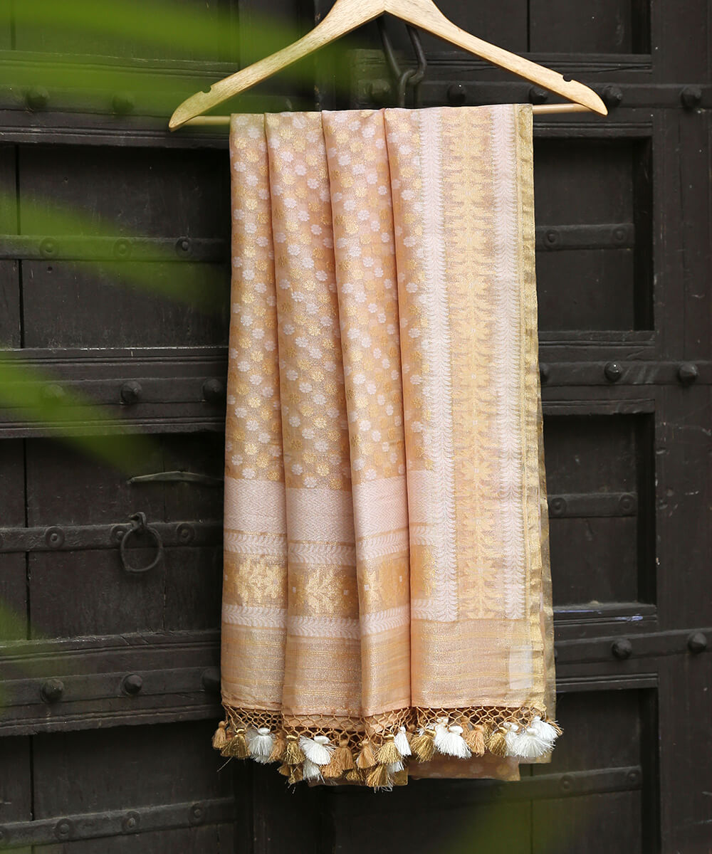 Handloom_Golden_Cotton_Tissue_Banarasi_Dupatta_WeaverStory_01