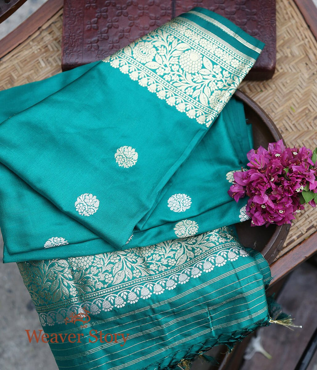 Handloom_Teal_Green_Banarasi_Katan_Silk_Dupatta_with_Asharfi_Booti_WeaverStory_01