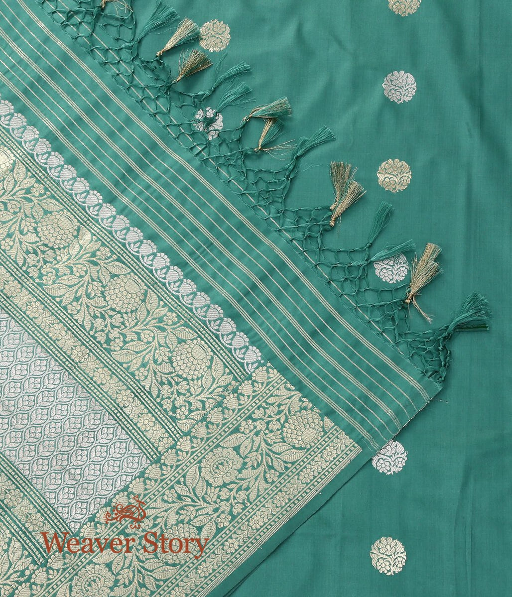 Handloom_Teal_Green_Banarasi_Katan_Silk_Dupatta_with_Asharfi_Booti_WeaverStory_04