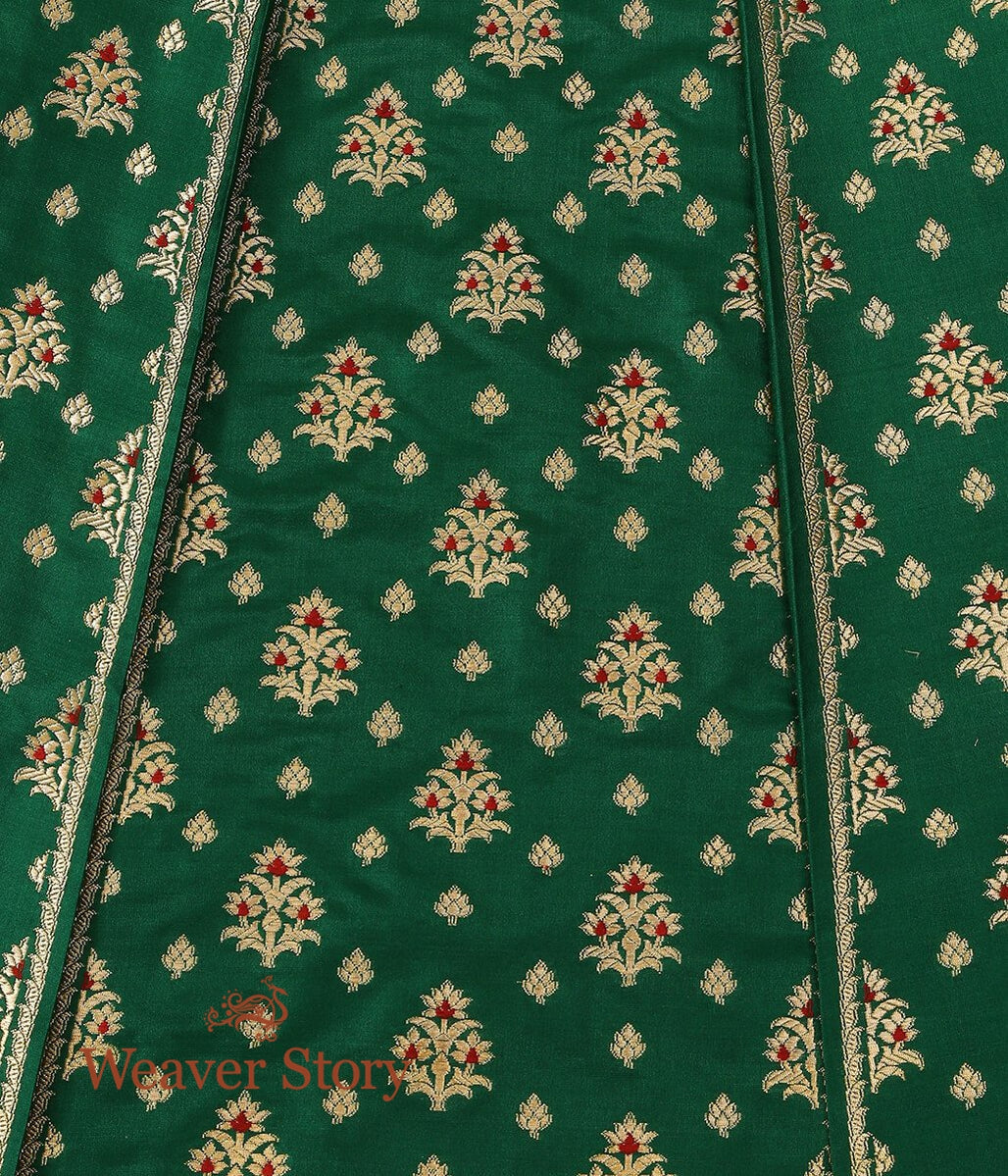 Handloom_Green_Meenakari_Booti_Lehenga_with_Plain_Blouse_WeaverStory_05