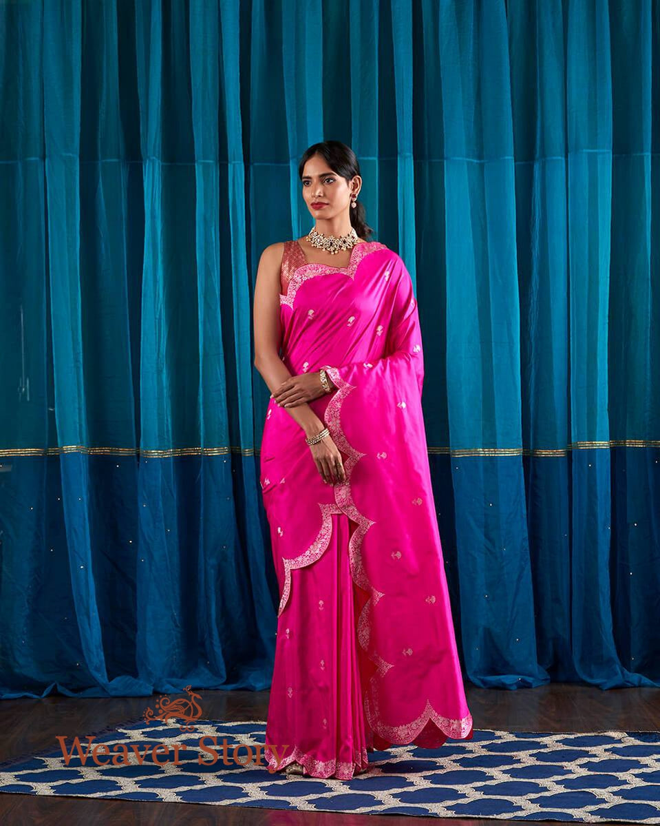 Handloom_Hot_Pink_Banarasi_Silk_Saree_with_a_Pink_Blouse_WeaverStory_02