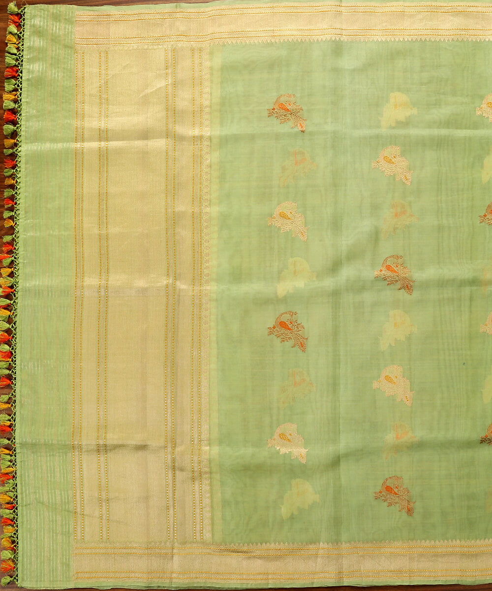 Handloom_Lime_Green_Banarasi_Organza_Dupatta_with_Peacock_Motifs_WeaverStory_02