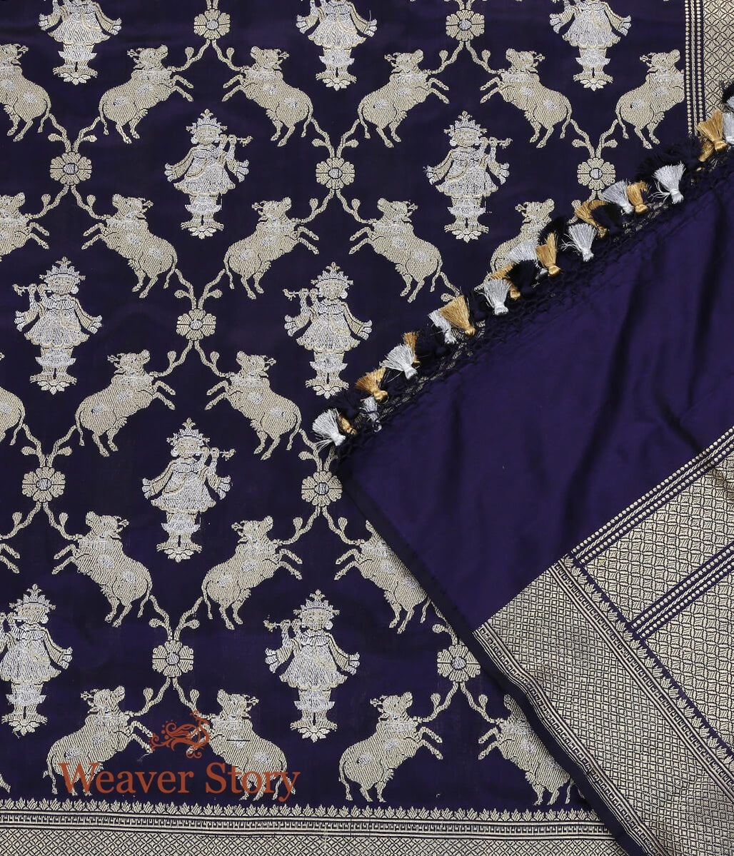 Handloom_Blue_Banarasi_Katan_Silk_Dupatta_with_Pichwai_Woven_Motifs_WeaverStory_04