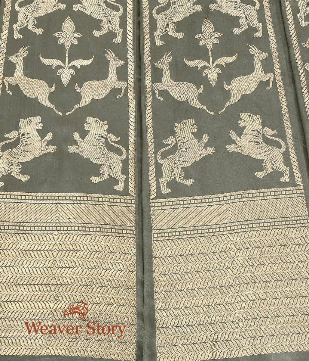Handloom_Pure_Satin_Silk_Grey_Banarasi_Shikargah_Lehenga_with_Kadhwa_Weave_WeaverStory_05