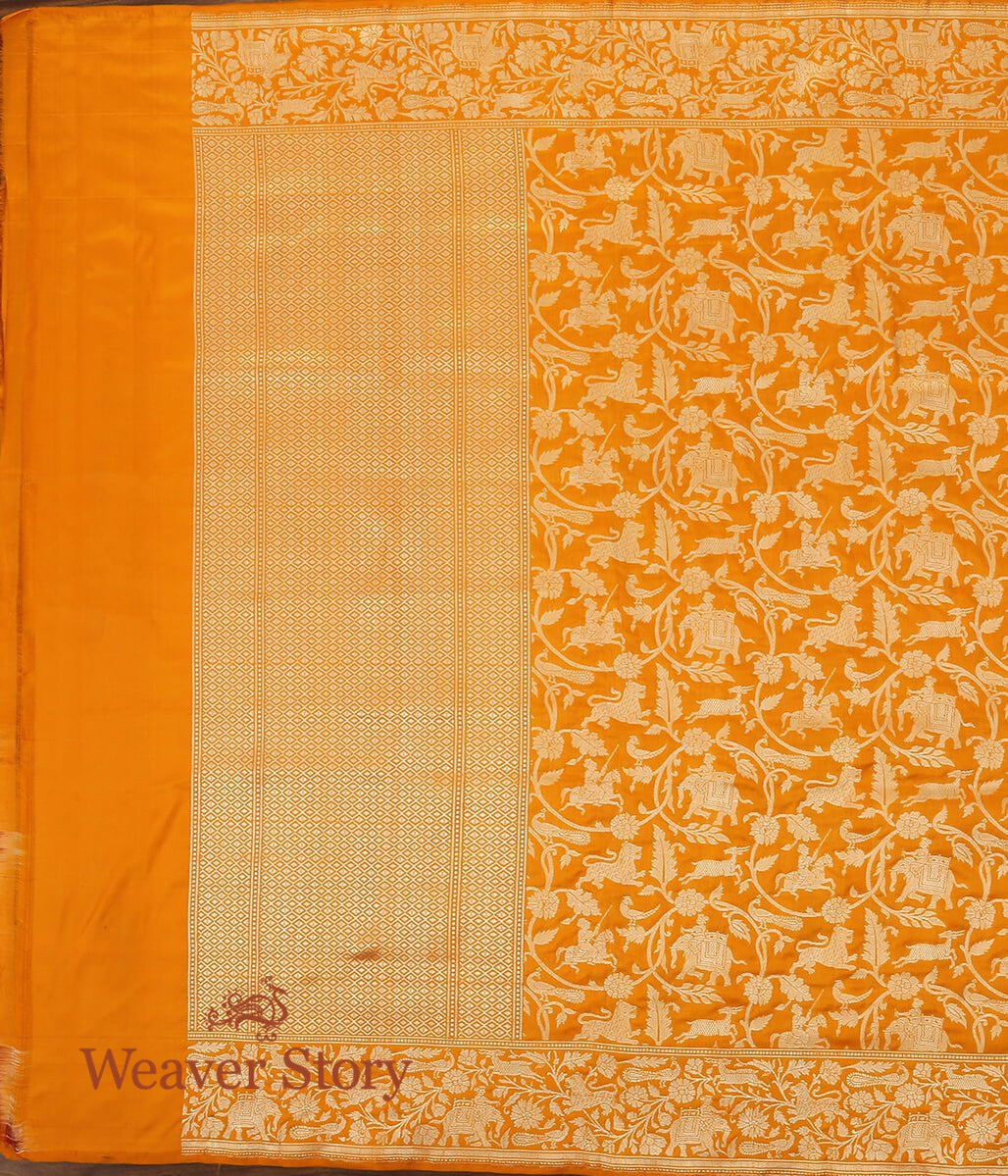 Handloom_Orange_Banarasi_Shikargah_Dupatta_WeaverStory_02