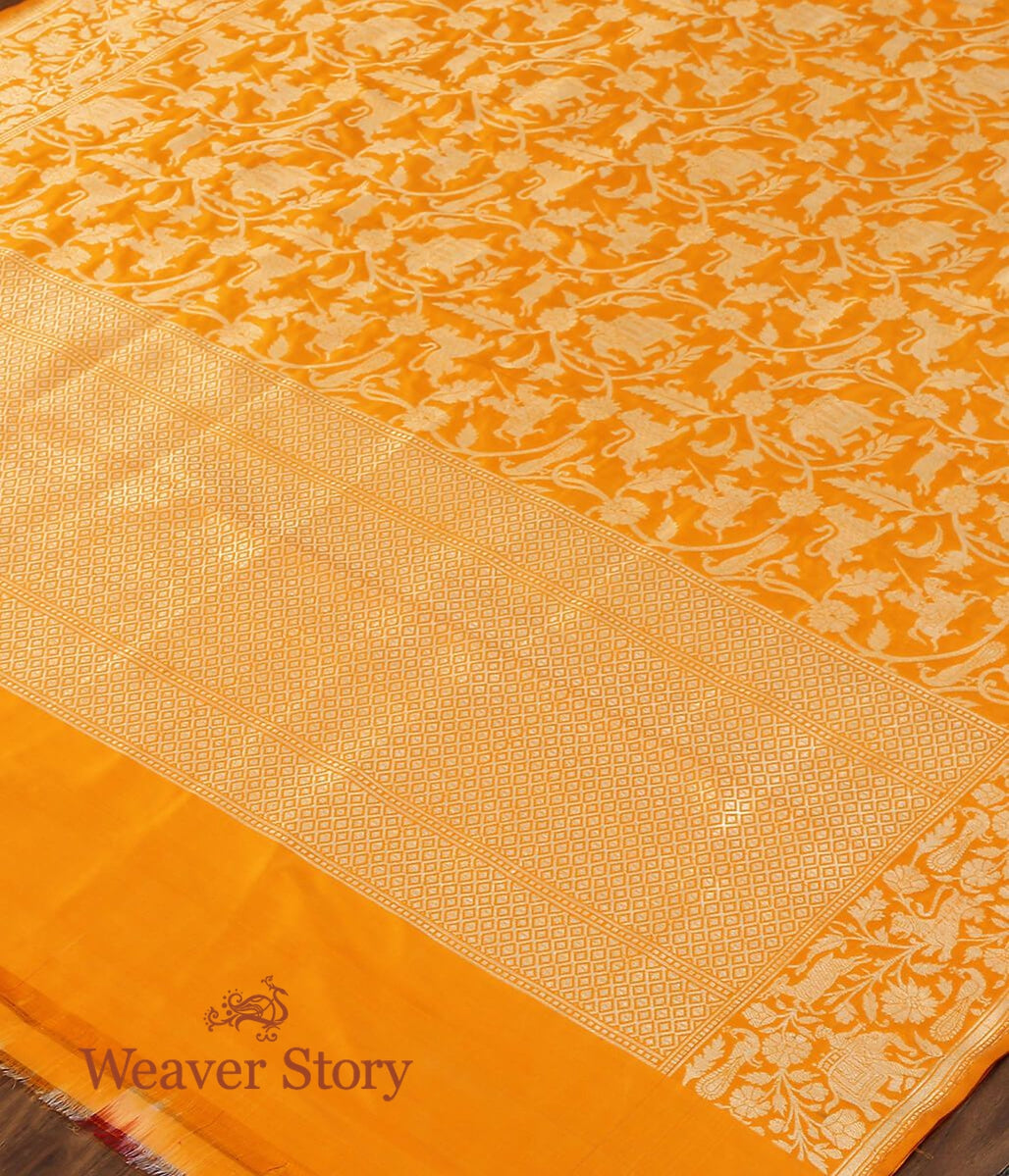 Handloom_Orange_Banarasi_Shikargah_Dupatta_WeaverStory_03