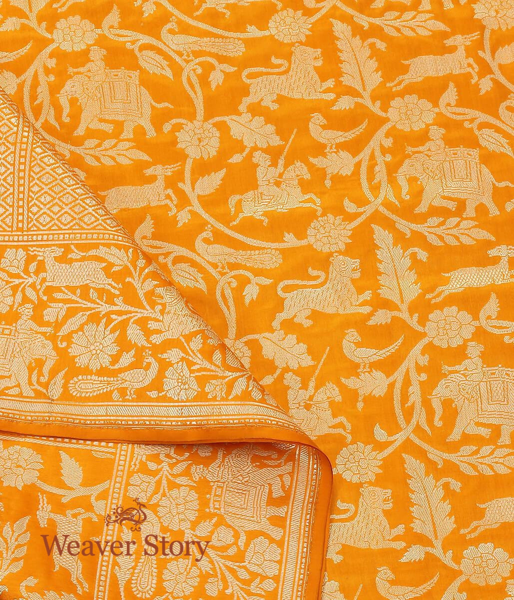 Handloom_Orange_Banarasi_Shikargah_Dupatta_WeaverStory_04