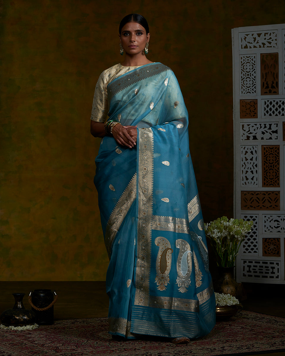 Handloom_Pigeon_Blue_Antique_Kora_Banarasi_Saree_with_Paisley_Design_WeaverStory_02