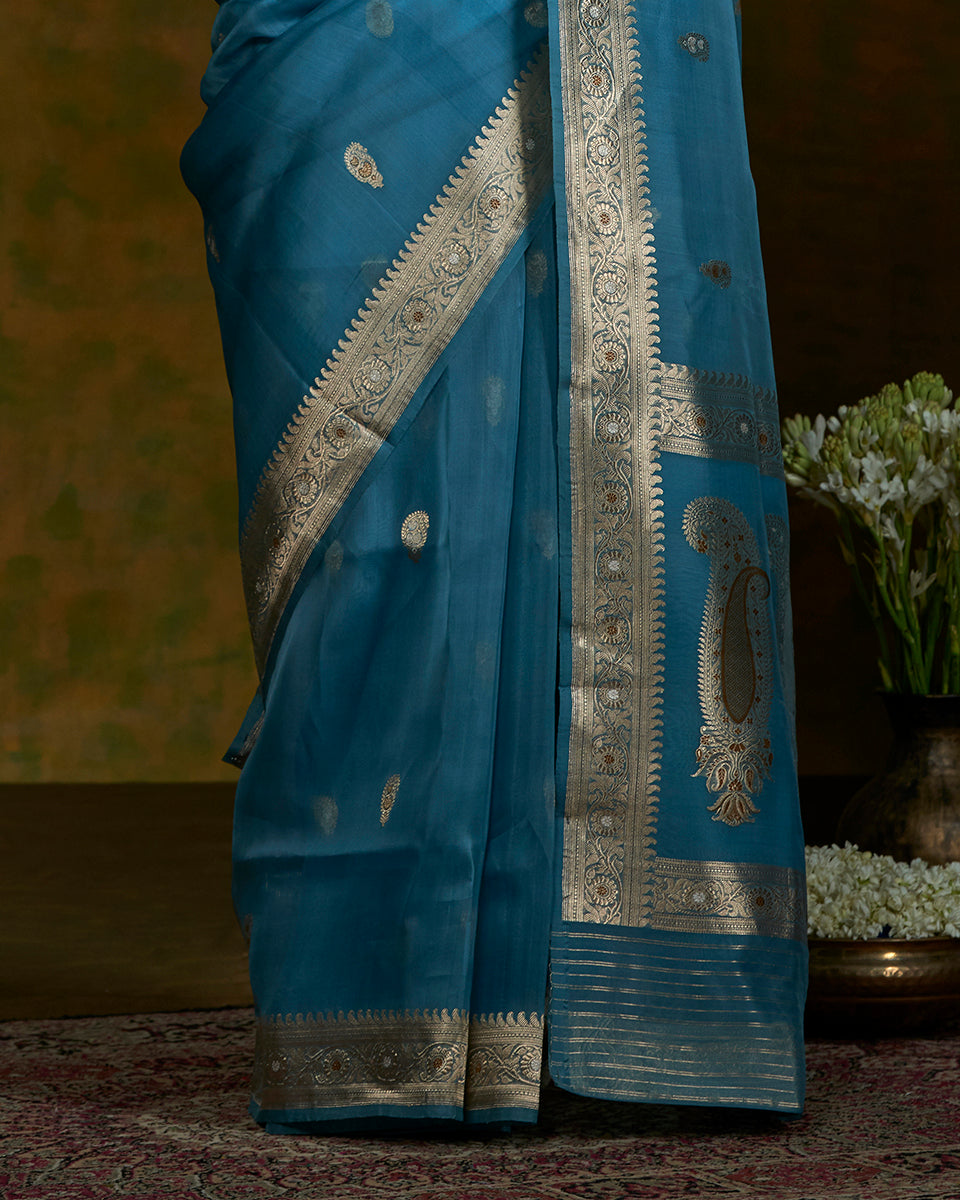 Handloom_Pigeon_Blue_Antique_Kora_Banarasi_Saree_with_Paisley_Design_WeaverStory_04