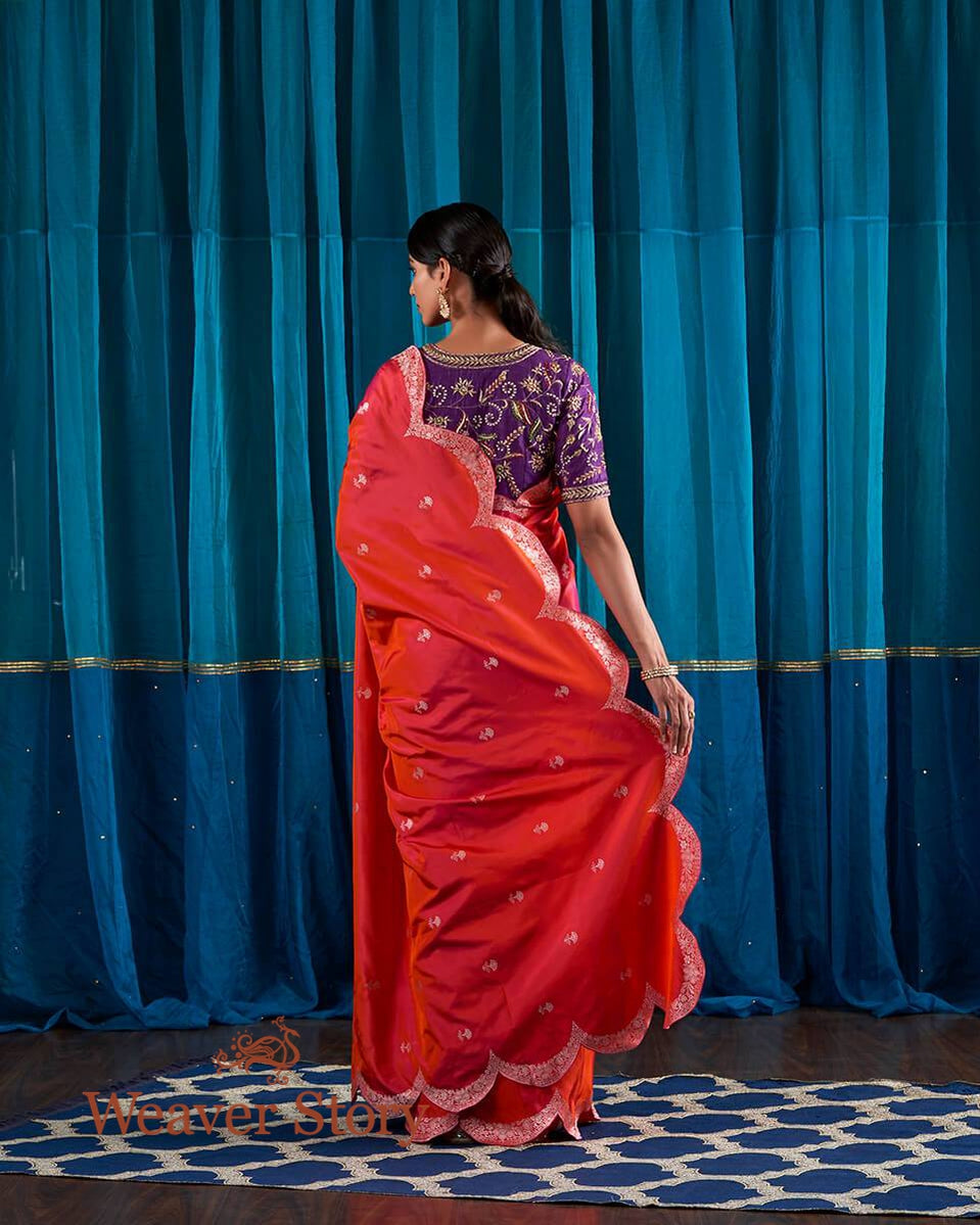 Handloom_Pink_and_Orange_Dual_Tone_Banarasi_Silk_Saree_with_Scalloped_Border_WeaverStory_03