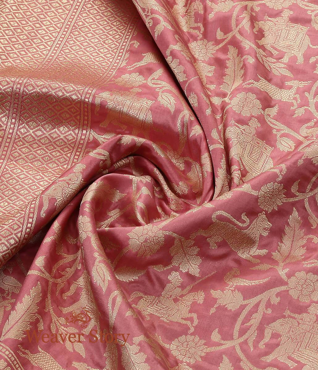 Handloom_Rose_Pink_Banarasi_Shikargah_Dupatta_WeaverStory_05
