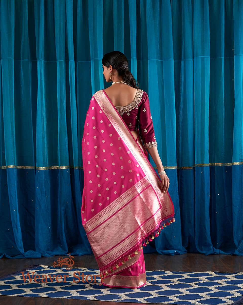 Handloom_Berry_Pink_Handloom_Banarasi_Saree_woven_in_Fine_Katan_Silk_WeaverStory_03