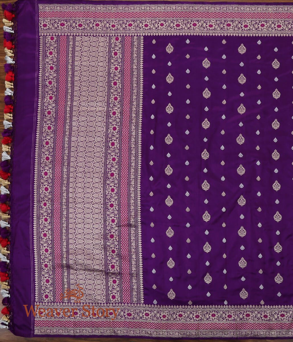 Handloom_Purple_Banarasi_Silk_Dupatta_with_Kadhwa_Booti_and_Meenakari_WeaverStory_02