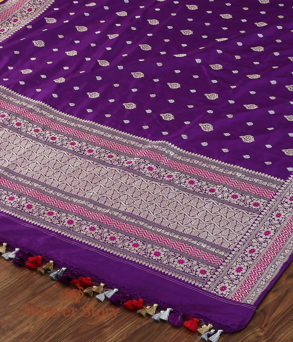 Handloom_Purple_Banarasi_Silk_Dupatta_with_Kadhwa_Booti_and_Meenakari_WeaverStory_03