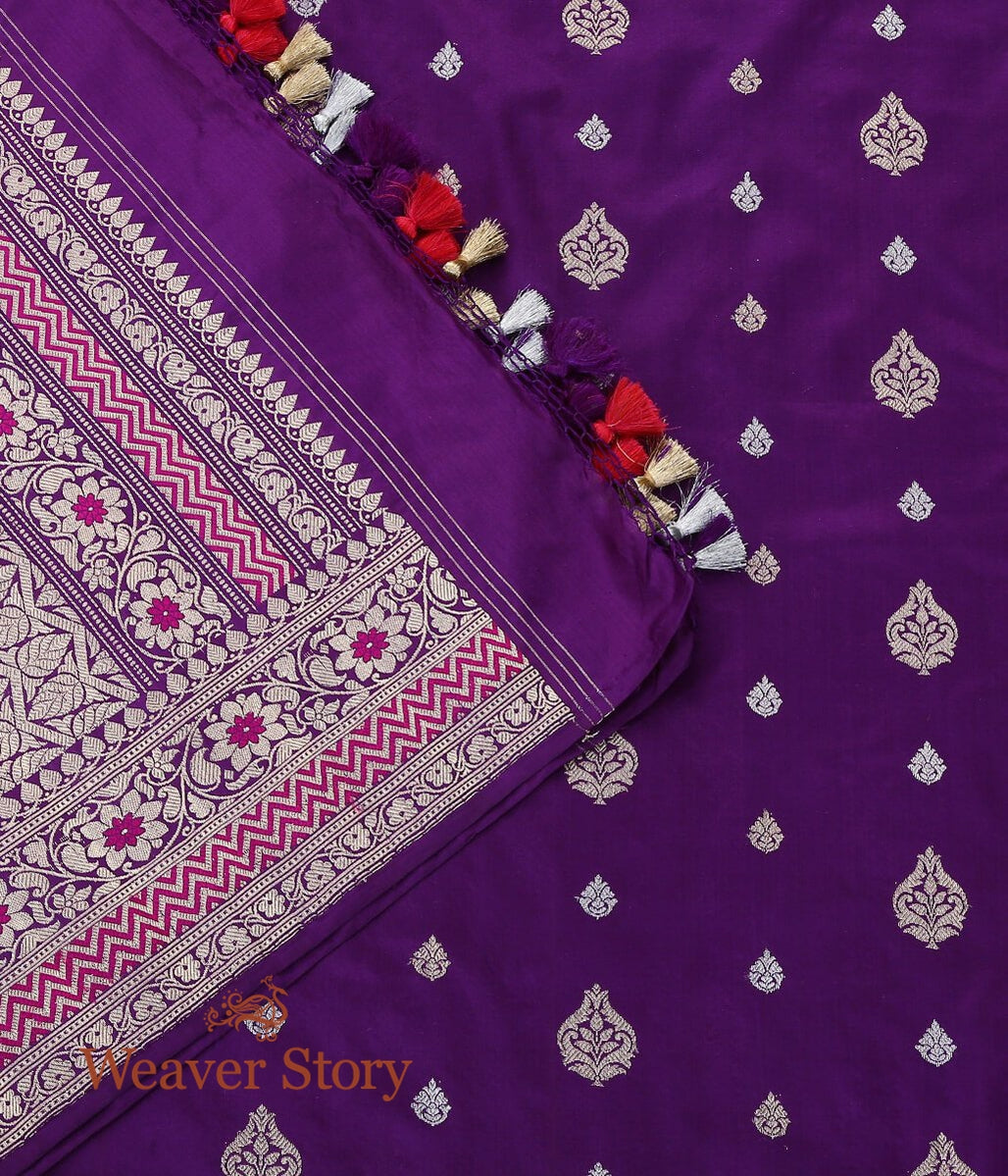 Handloom_Purple_Banarasi_Silk_Dupatta_with_Kadhwa_Booti_and_Meenakari_WeaverStory_04