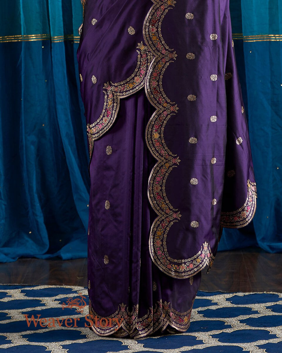 Handloom_Purple_Banarasi_Silk_Saree_with_Scalloped_Borders_WeaverStory_04