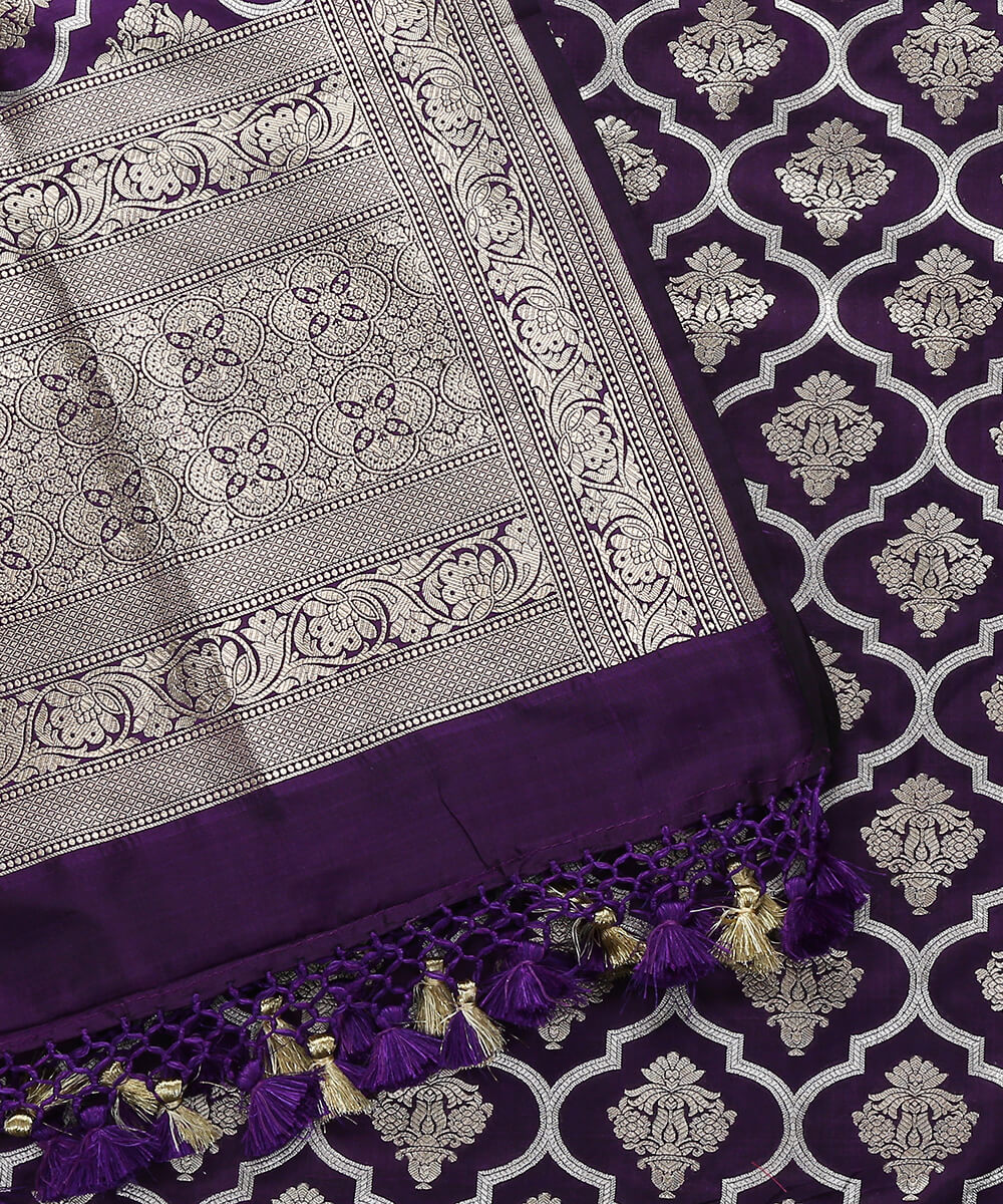 Handloom_Purple_Pure_Katan_Silk_Banarasi_Dupatta_WeaverStory_04