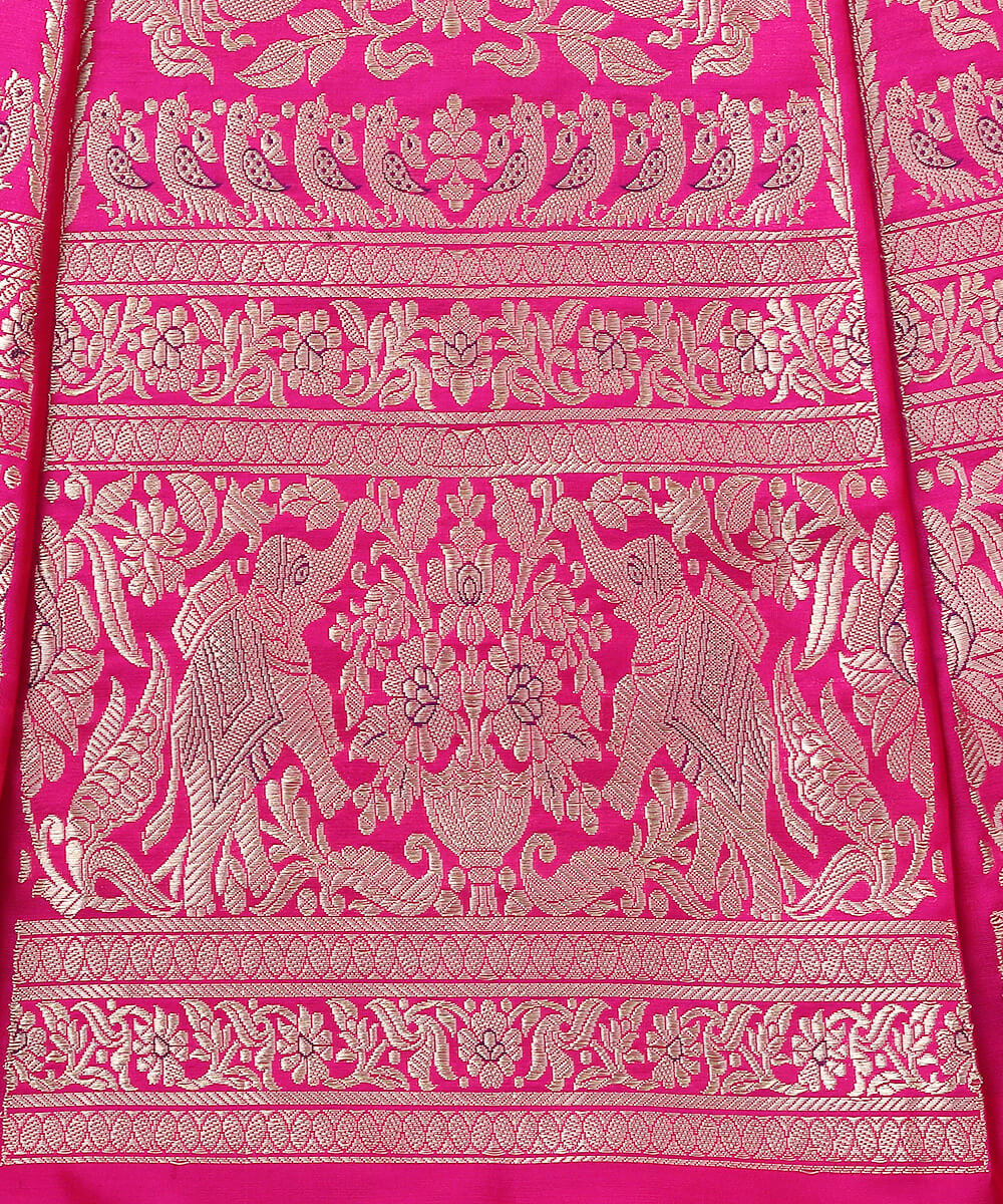 Handloom_Rani_Pink_Banarasi_Katan_Silk_Kadhwa_Shikargah_Lehenga_WeaverStory_04