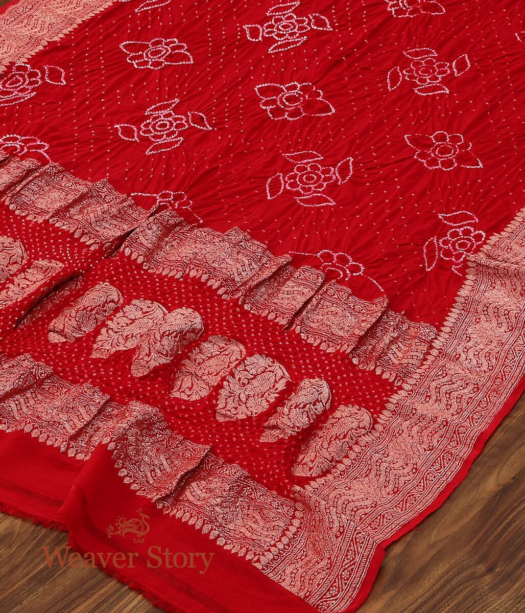 Handloom_Red_Banarasi_Bandhej_Dupatta_WeaverStory_03