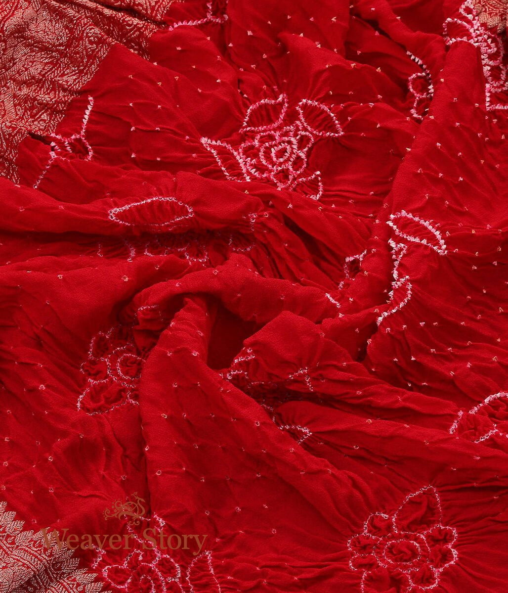 Handloom_Red_Banarasi_Bandhej_Dupatta_WeaverStory_05