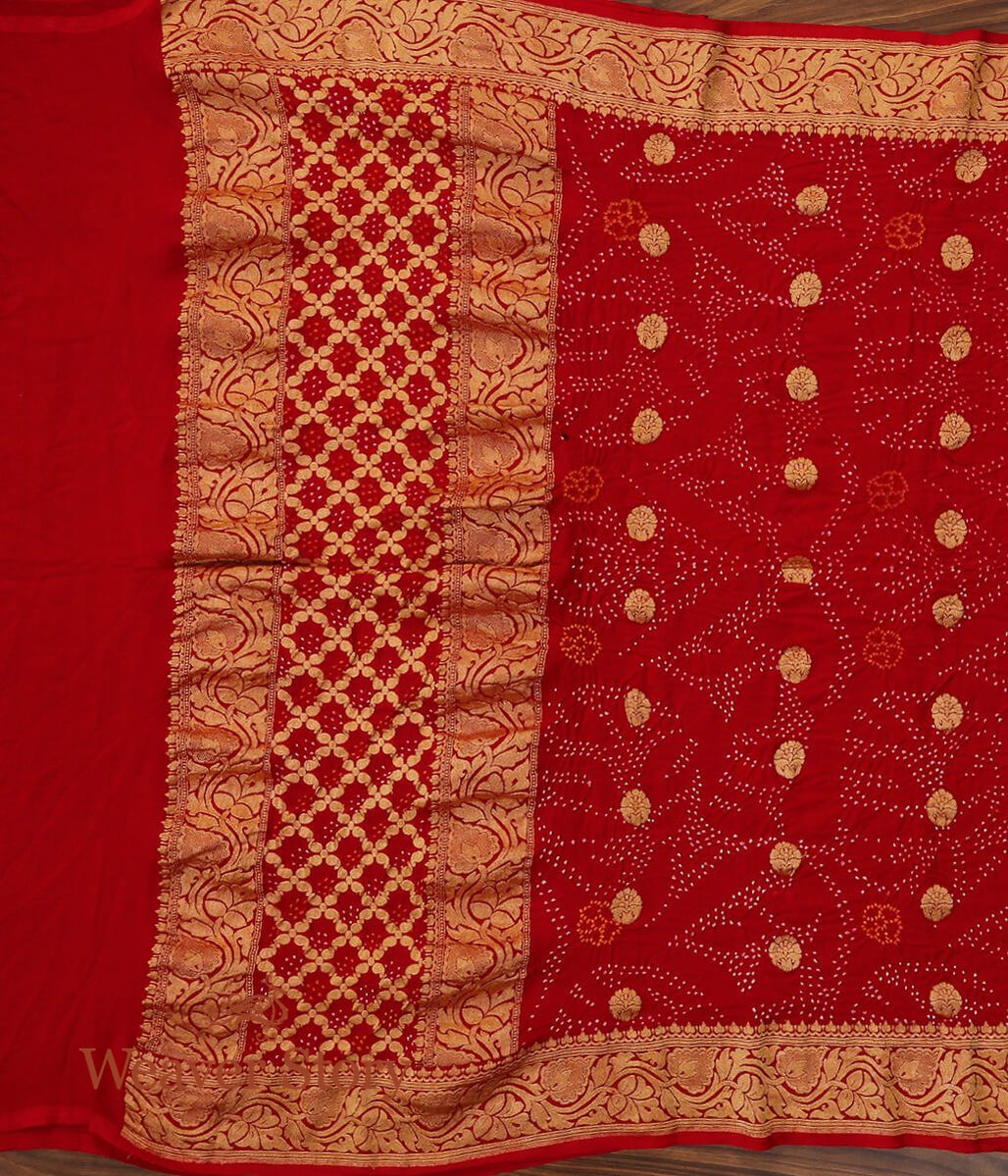 Bridal_Red_Handwoven_and_Hand_Tied_Banarasi_Bandhej_Dupatta_WeaverStory_02