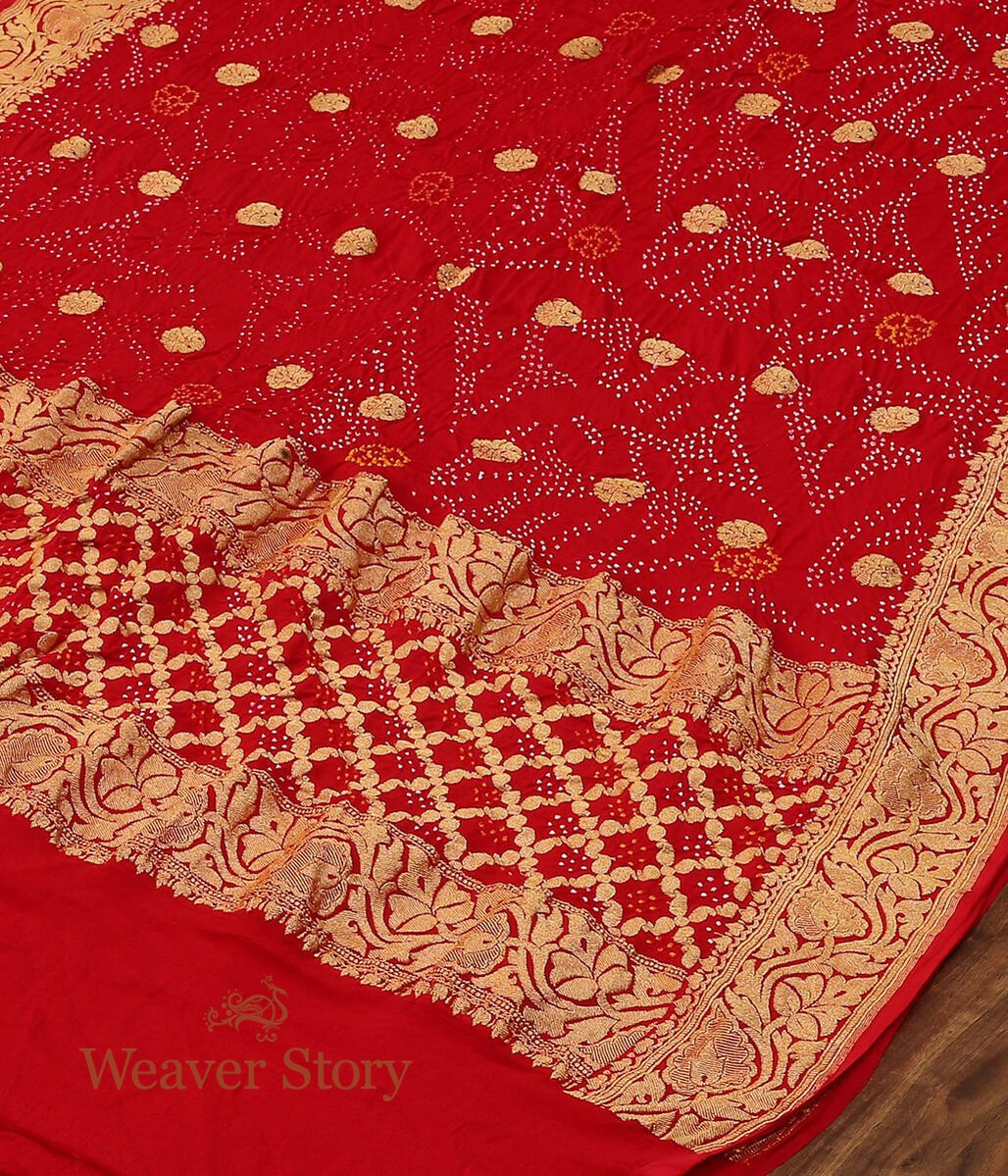Bridal_Red_Handwoven_and_Hand_Tied_Banarasi_Bandhej_Dupatta_WeaverStory_03