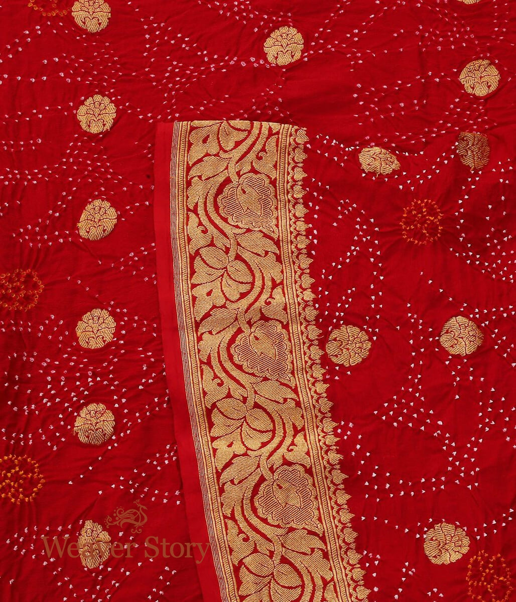 Bridal_Red_Handwoven_and_Hand_Tied_Banarasi_Bandhej_Dupatta_WeaverStory_04