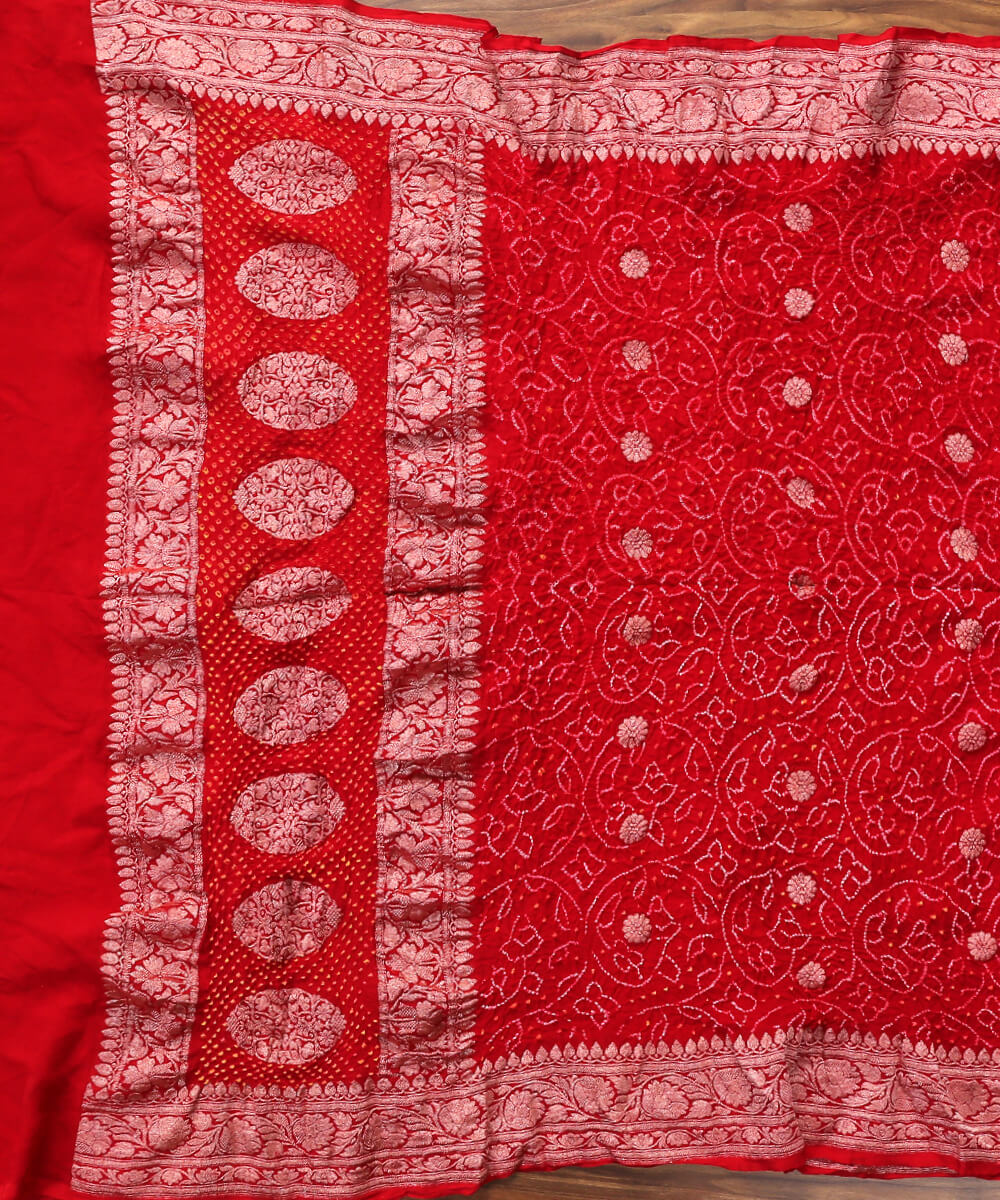 Handloom_Red_Banarasi_Bandhej_Dupatta_with_Kadhwa_Booti_WeaverStory_02