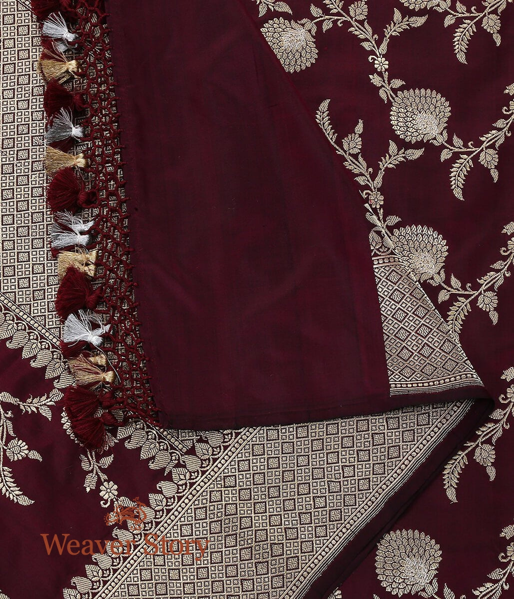 Handloom_Wine_Banarasi_Jangla_Dupatta_Woven_with_Fine_Gold_and_Silver_Zari_WeaverStory_04