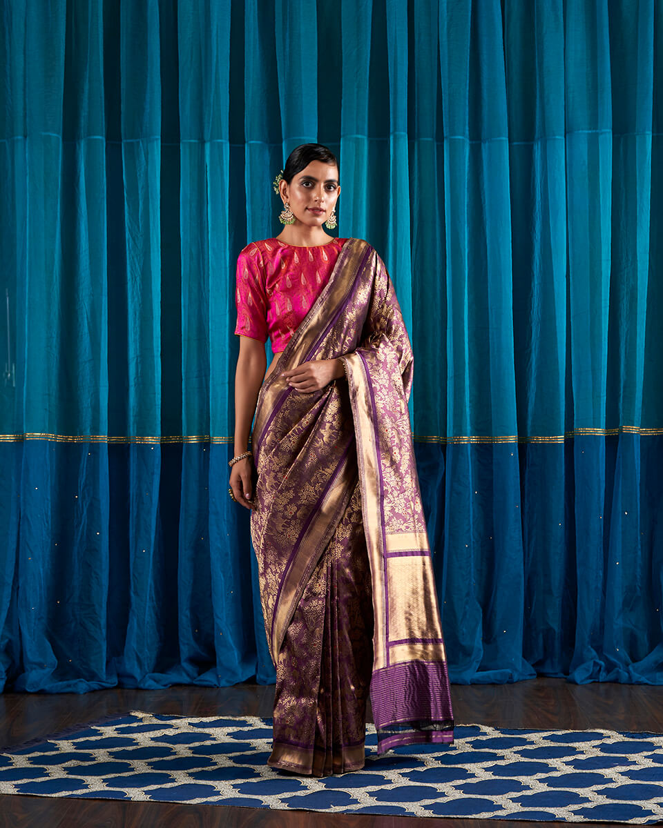 Handloom_Wine_Kimkhab_Shikargah_Banarasi_Saree_WeaverStory_02