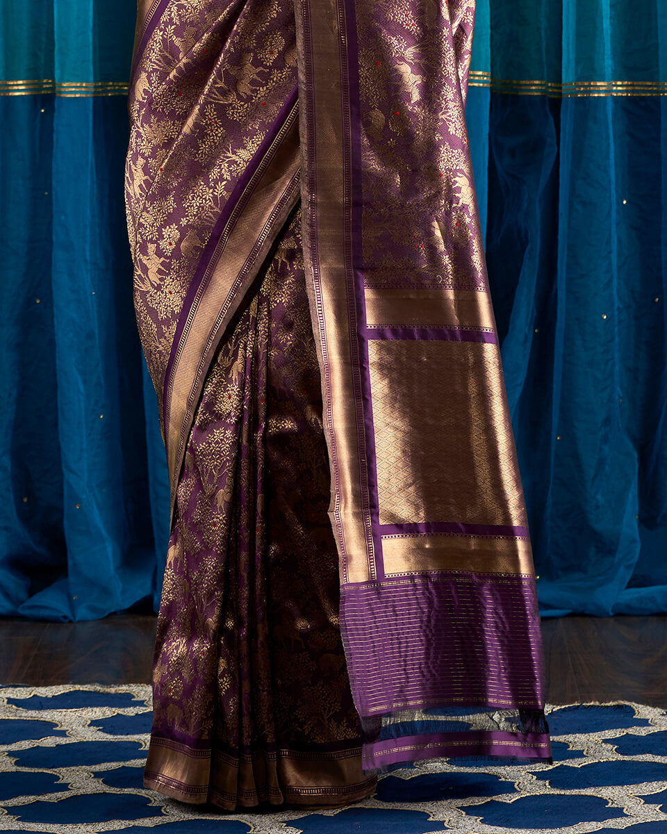 Handloom_Wine_Kimkhab_Shikargah_Banarasi_Saree_WeaverStory_04