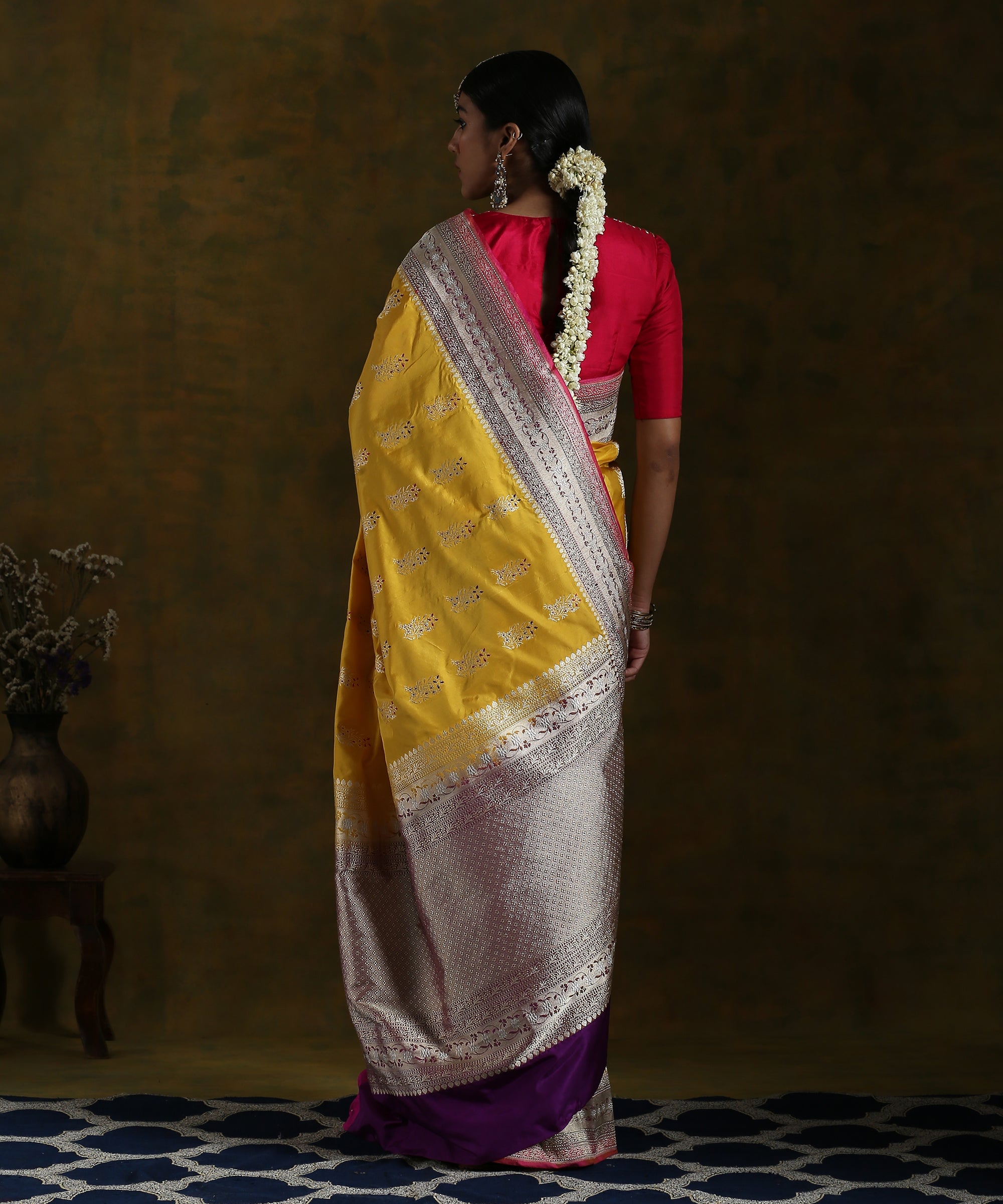 Handloom_Pure_Katan_Silk_Banarasi_Saree_in_Yellow_with_a_Kadhwa_Meenakari_Weave_WeaverStory_03