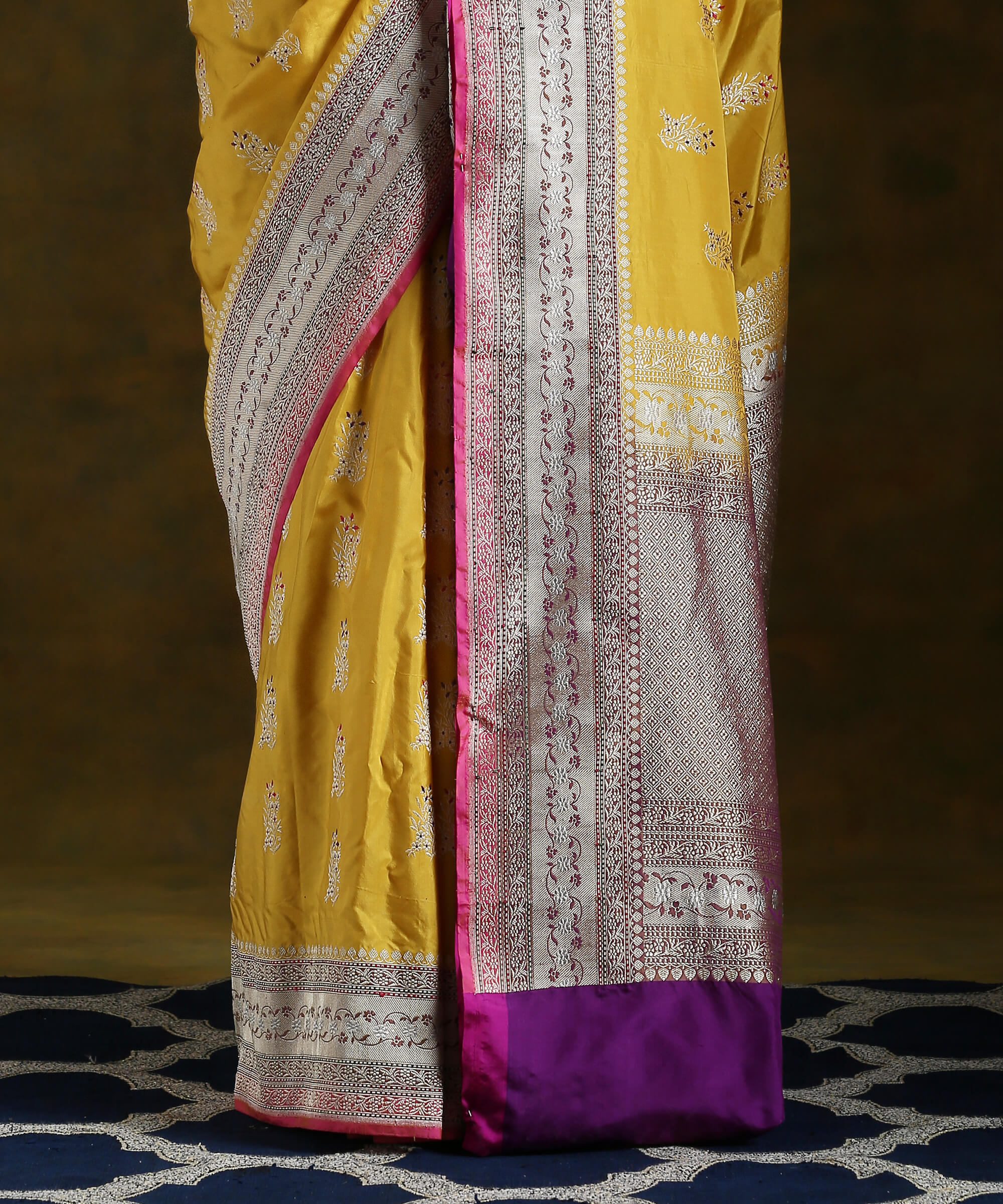 Handloom_Pure_Katan_Silk_Banarasi_Saree_in_Yellow_with_a_Kadhwa_Meenakari_Weave_WeaverStory_04