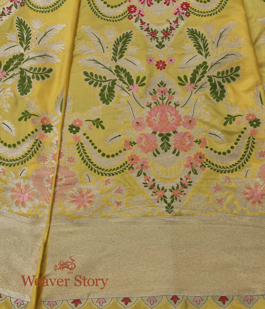 Yellow_Pure_Katan_Silk_Handloom_Banarasi_Lehenga_with_Meenakari_WeaverStory_04