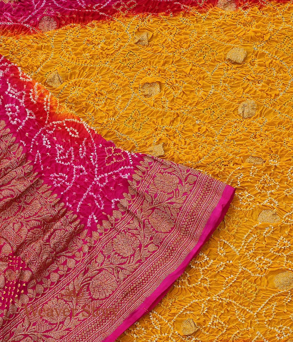 Handloom_Yellow_Pink_Kadhwa_Bandhej_Dupatta_WeaverStory_04