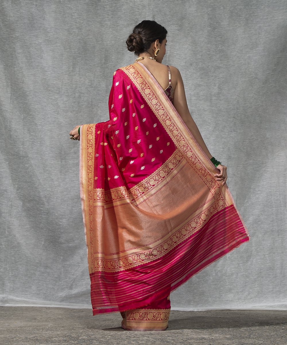 Handloom_Berry_Pink_Kadhwa_Katan_Silk_Banarasi_Saree_with_small_Booti_WeaverStory_03
