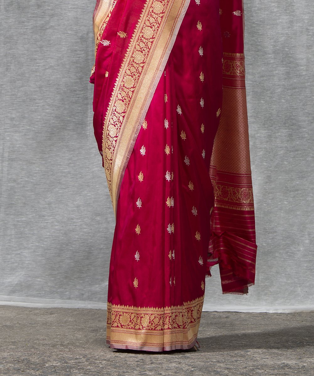 Handloom_Berry_Pink_Kadhwa_Katan_Silk_Banarasi_Saree_with_small_Booti_WeaverStory_04