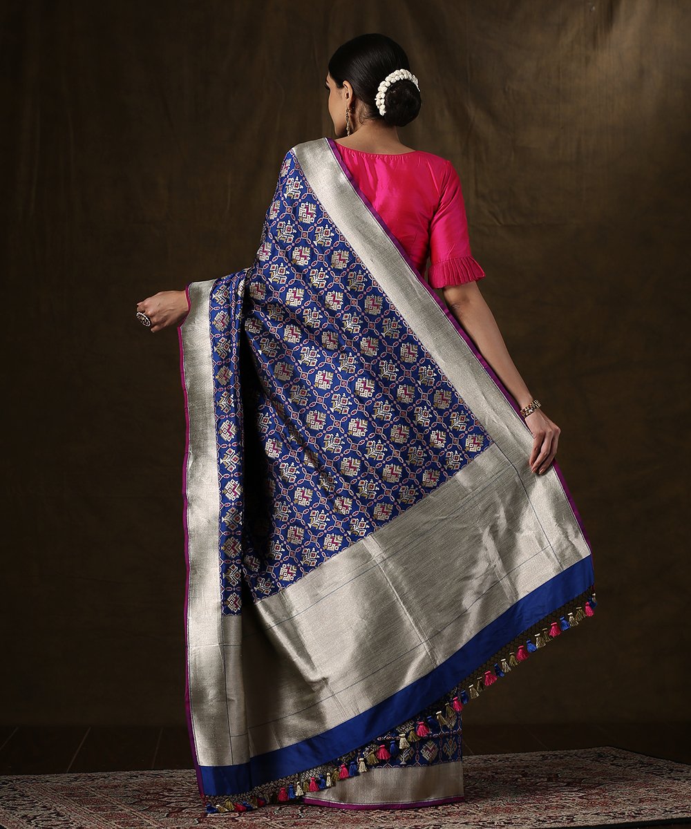 Handloom_Blue_Banarasi_Patola_Saree_with_Meenakari_Design_WeaverStory_03