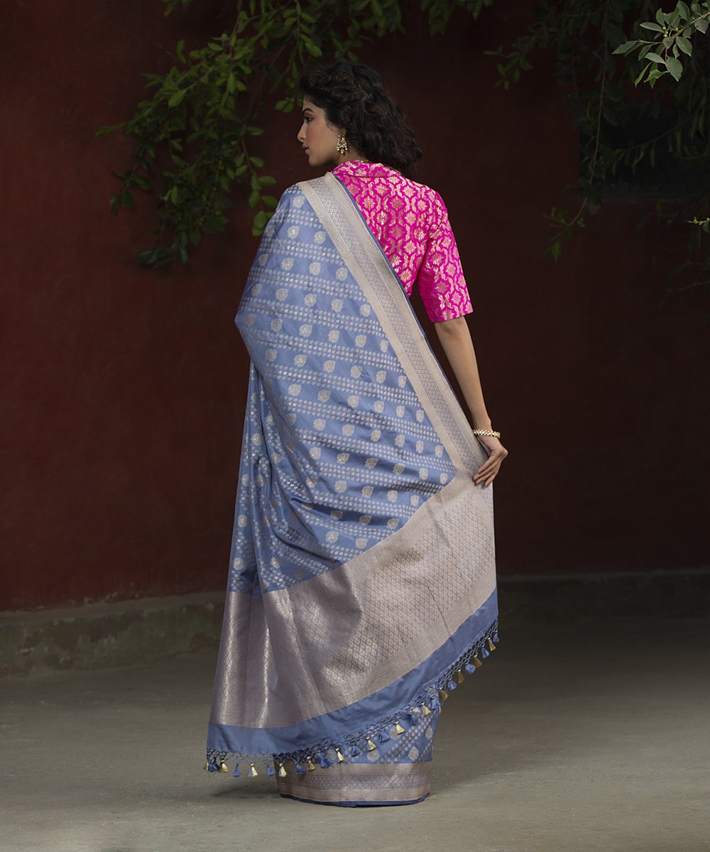 Handloom_Blue_Embossed_Weave_Katan_Silk_Banarasi_Saree_with_Green_Selvedge_WeaverStory_03