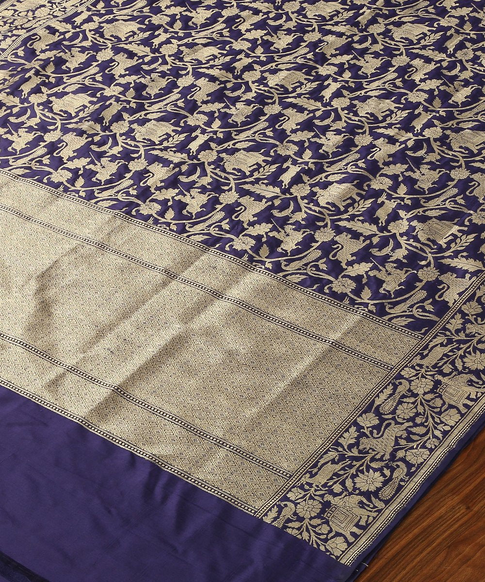 Handloom_Blue_Shikargah_Handloom_Banarasi_Dupatta_WeaverStory_03