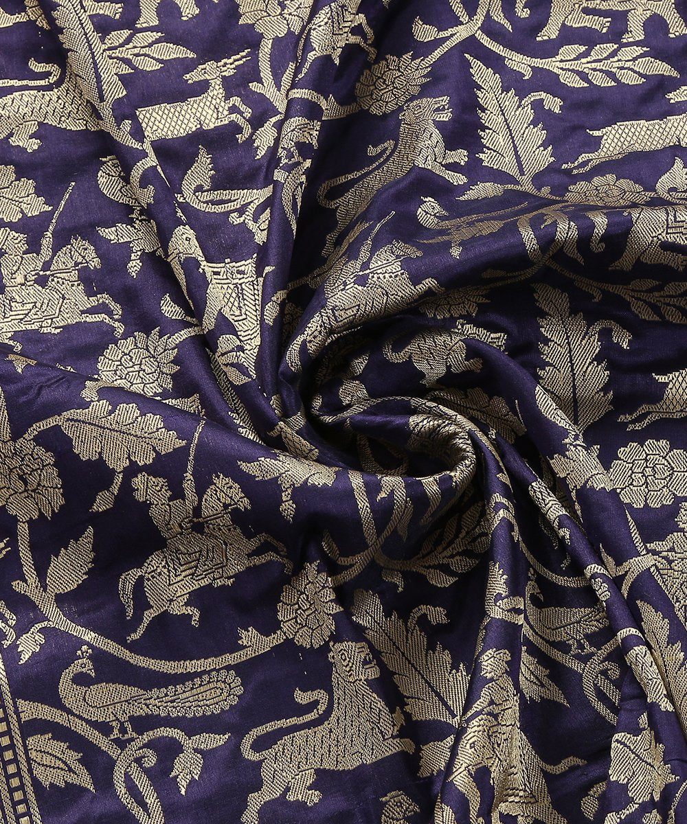 Handloom_Blue_Shikargah_Handloom_Banarasi_Dupatta_WeaverStory_05