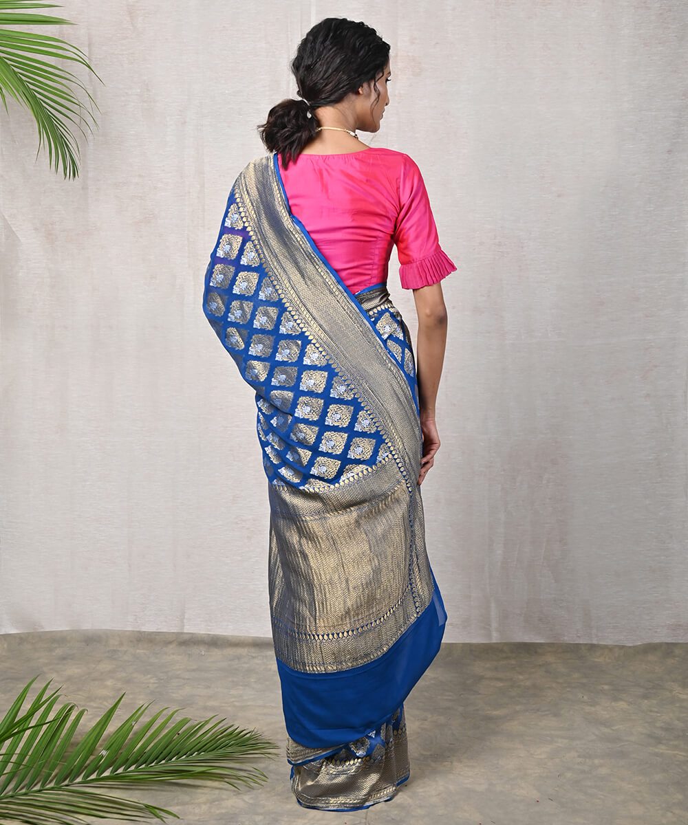 Handloom_Blue_Sona_Rupa_Banarasi_Georgette_Bootidar_Saree_with_Silver_Zari_Work_WeaverStory_03