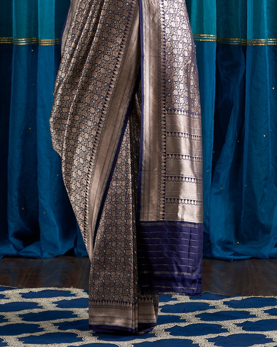 Handloom_Blue_Zari_Kimkhab_Saree_with_Silver_Meenakari_WeaverStory_04