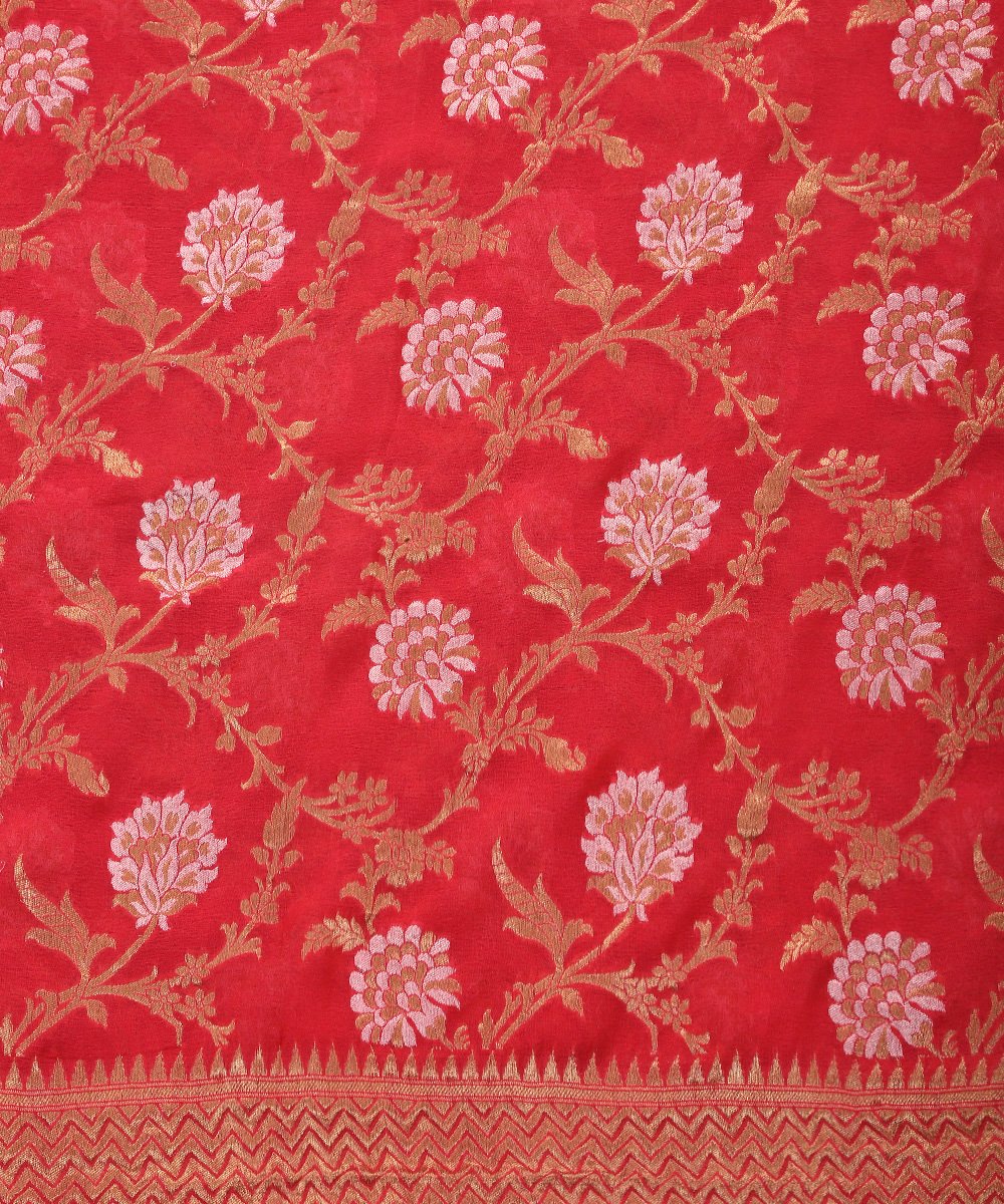 Handloom_Coral_Georgette_Cutwork_Banarasi_Dupatta_with_Jangla_Design_WeaverStory_03