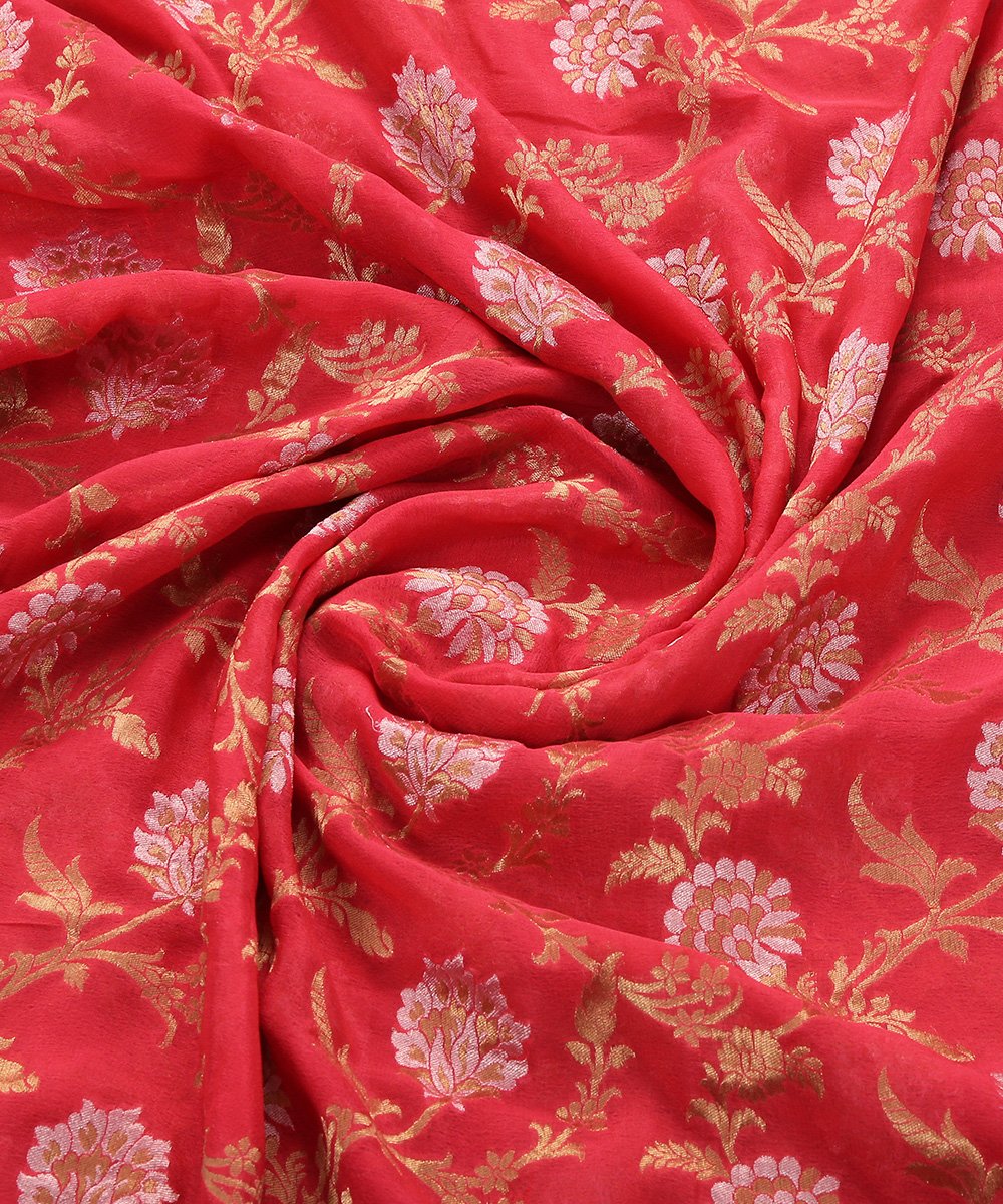 Handloom_Coral_Georgette_Cutwork_Banarasi_Dupatta_with_Jangla_Design_WeaverStory_06