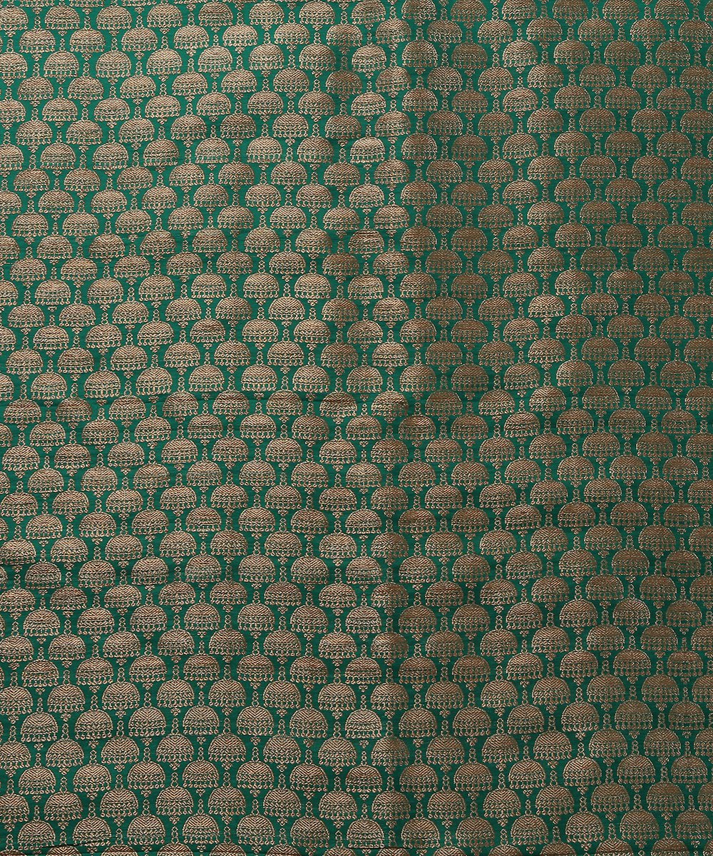 Handloom_Dark_Green_Brocade_Fabric_with_Jhumki_Booti_Design_WeaverStory_03