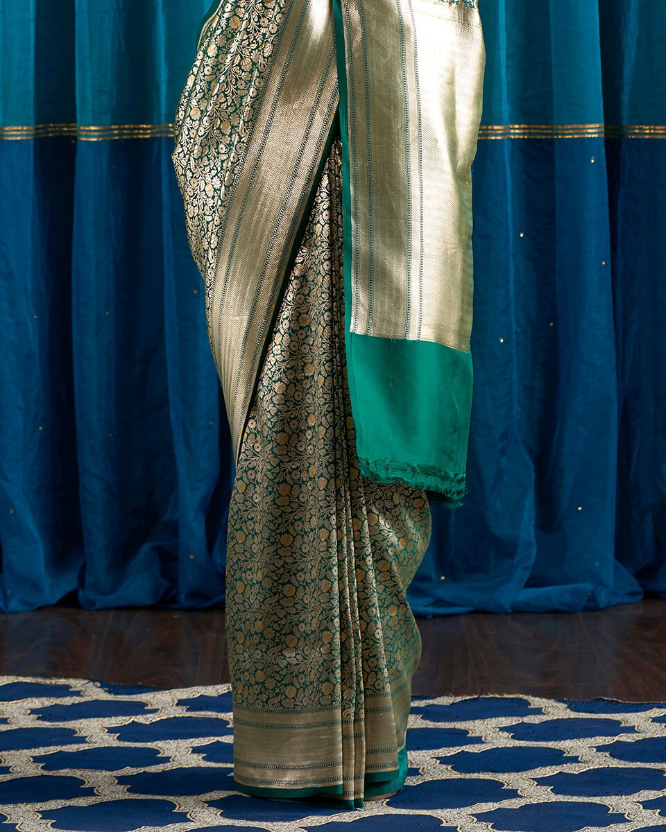Emerald_Green_Kimkhab_Handloom_Banarasi_Saree_with_Meenakari_WeaverStory_04